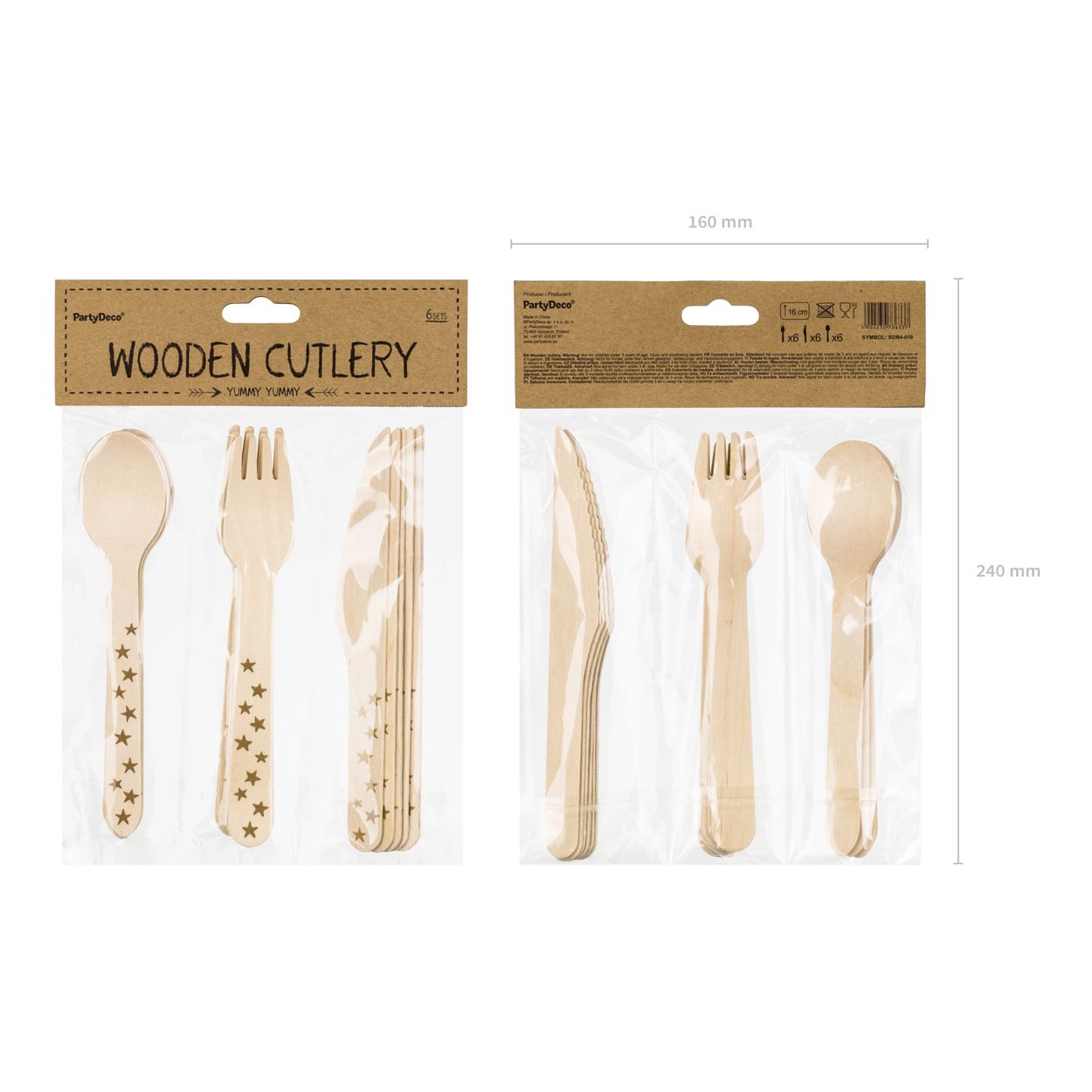 Gold Star Wooden Cutlery - 18 Piece