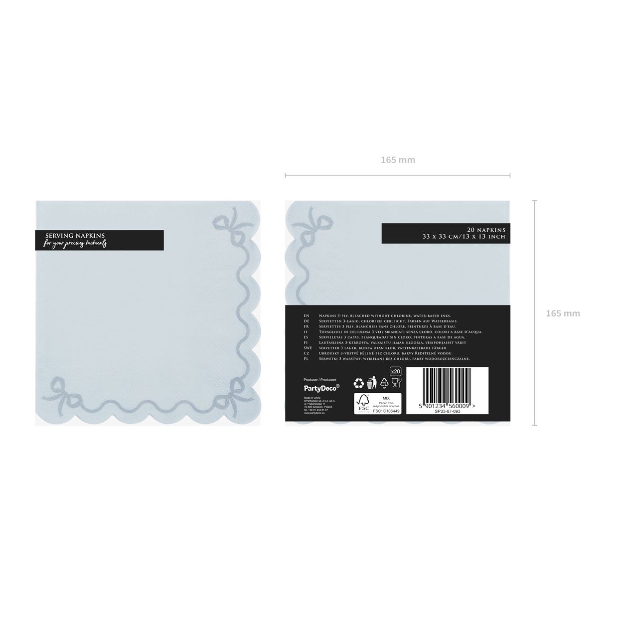 Ruffled Misty Blue Napkins 12 Piece
