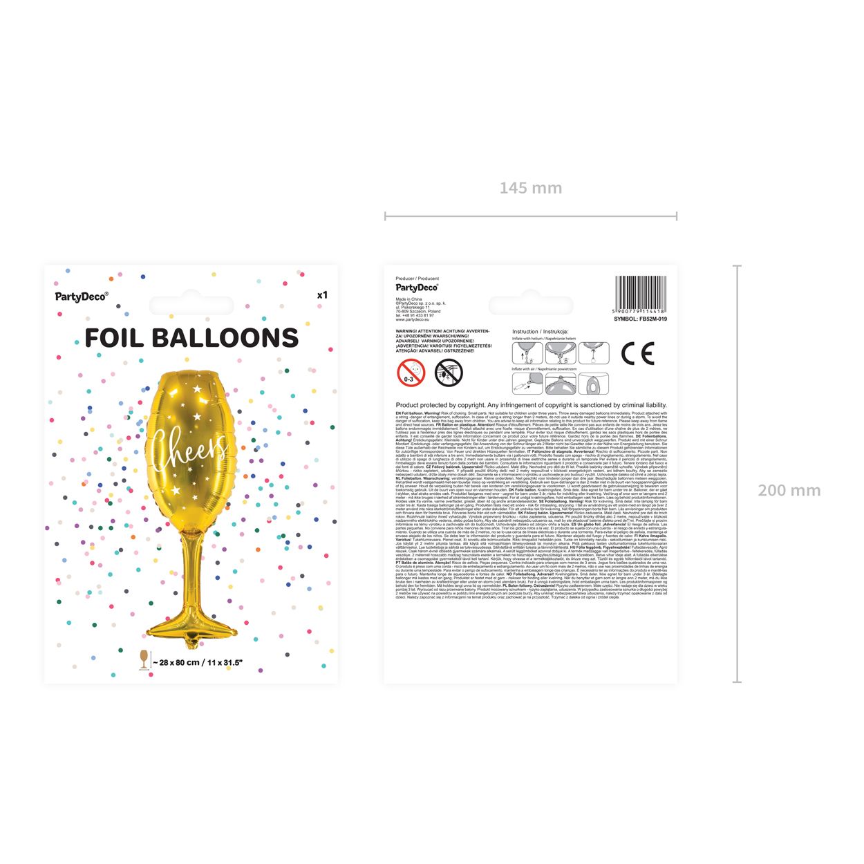 Foil Balloon Glass - Gold