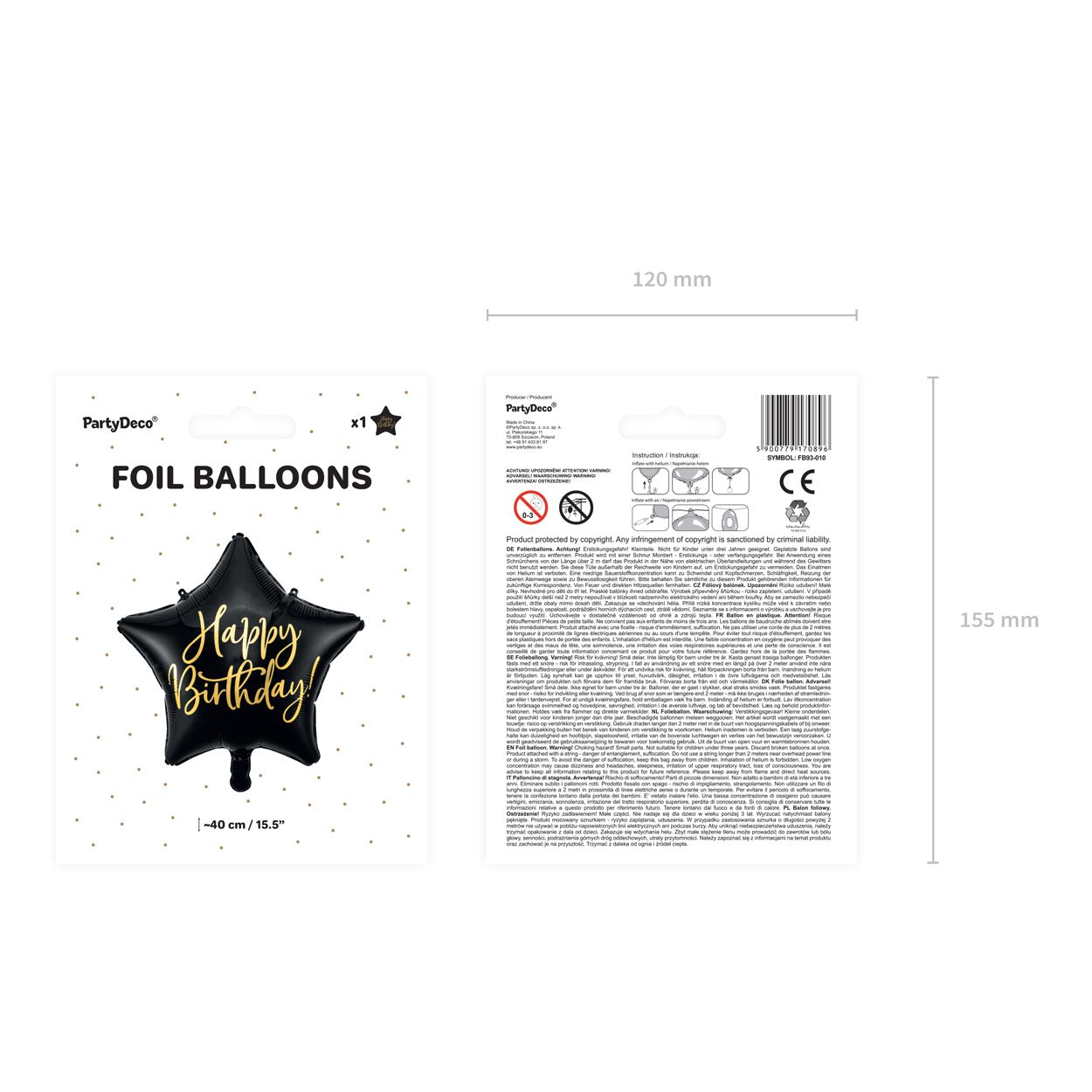 Foil Balloon Happy Birthday - Black