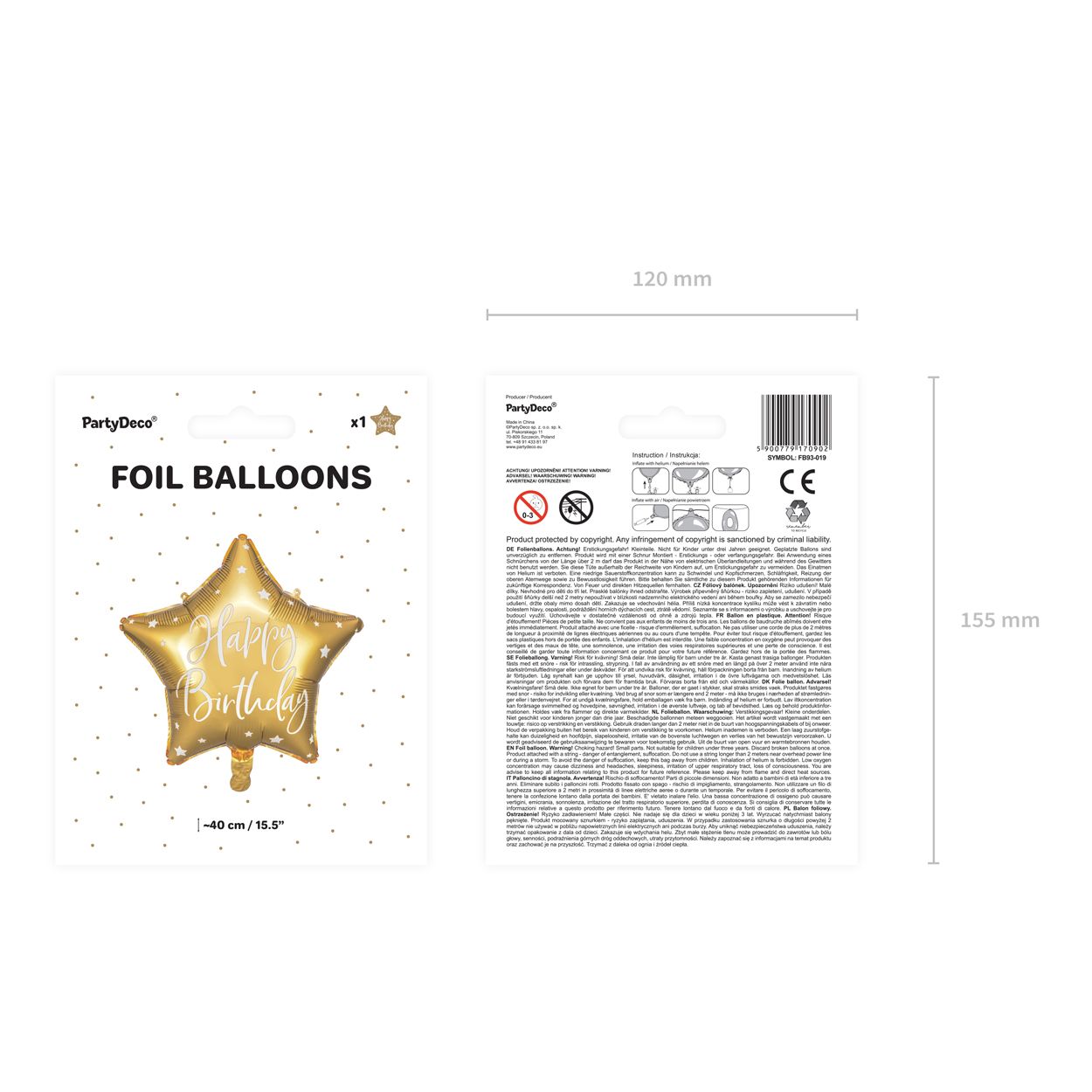 Foil Balloon Happy Birthday - Gold