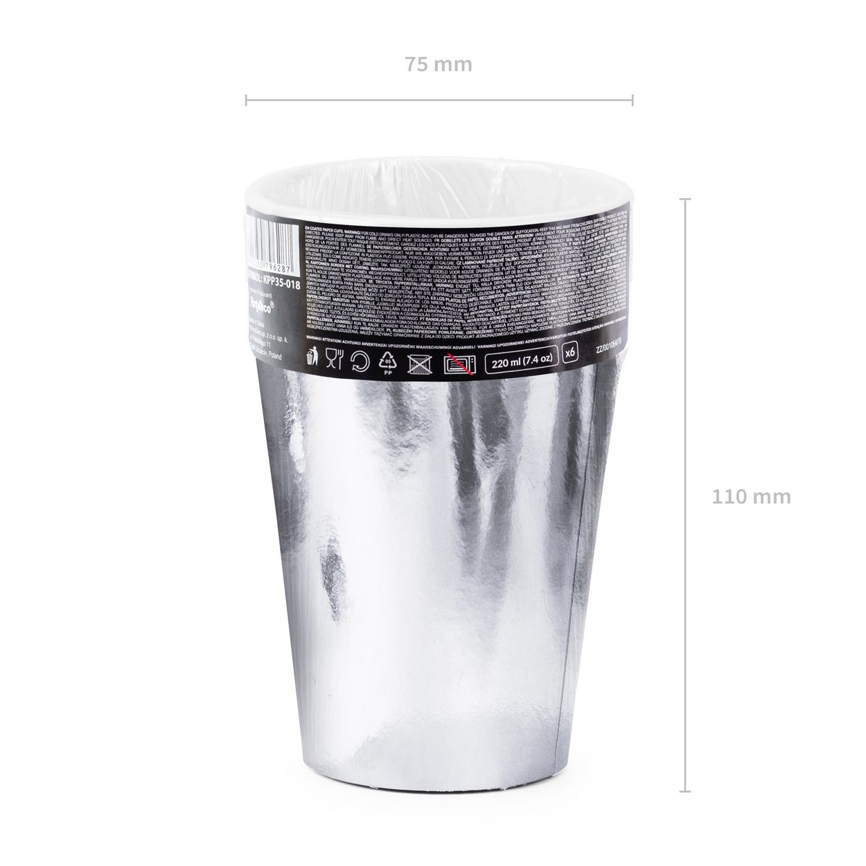 Metallic Silver Cups 220ml - 6 Pack