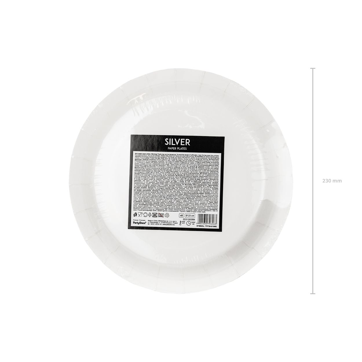 Silver Round Plates 23cm 6 Piece