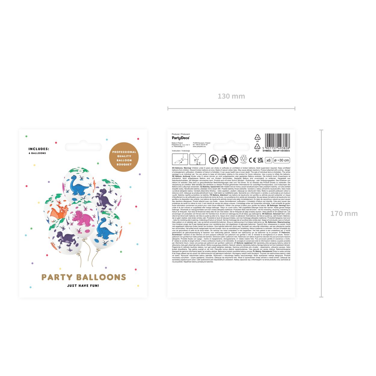 Dinosaur Balloons 30cm 6 Piece