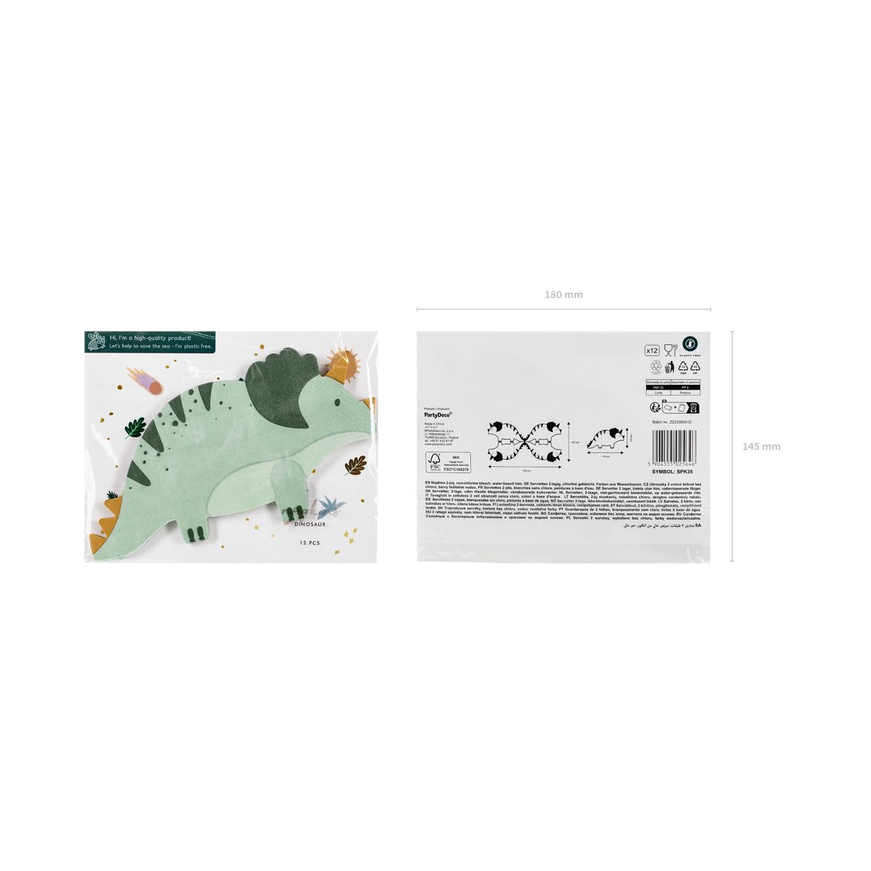 Triceratops Napkins 12 Piece