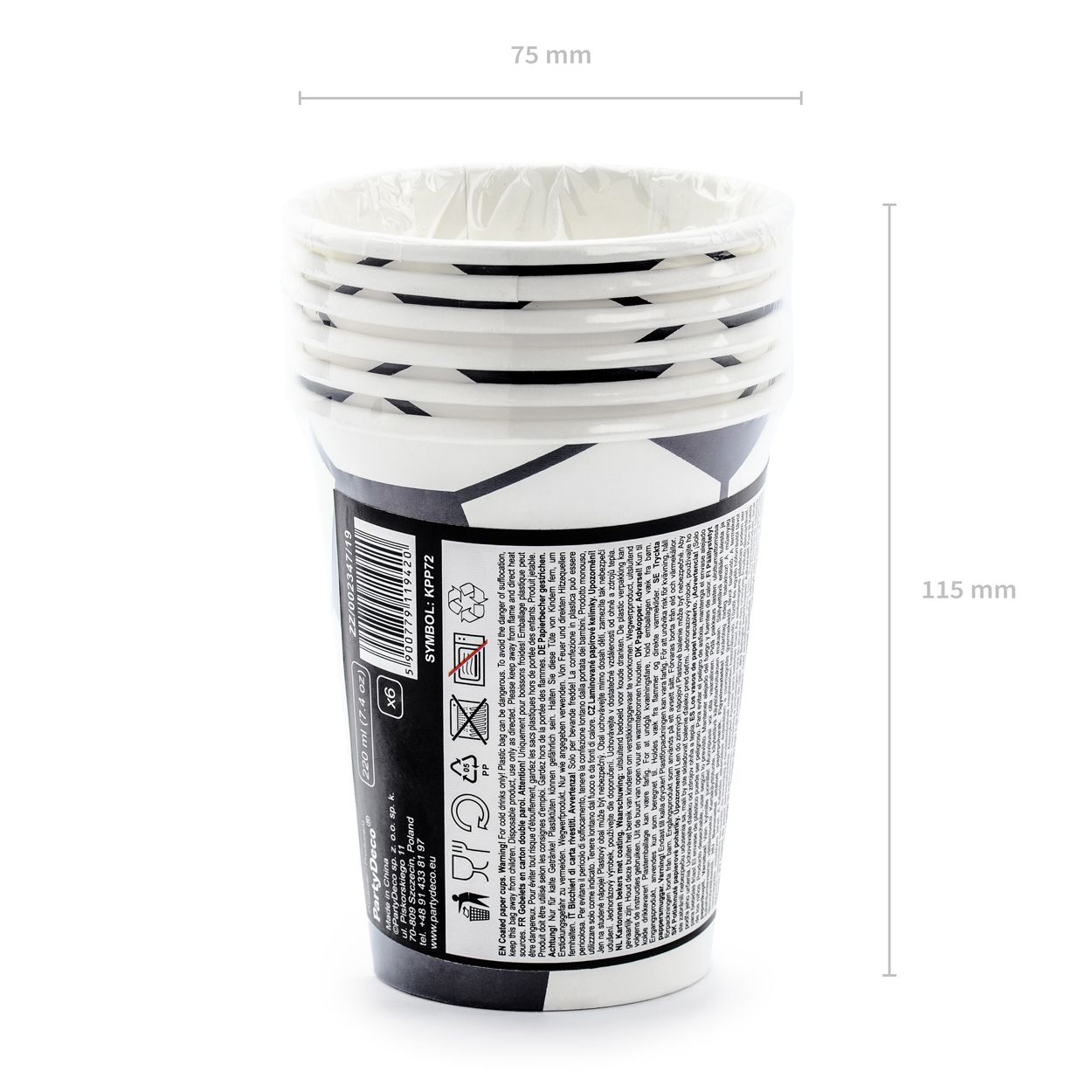 Football Paper Cups 260ml - 6 Pack