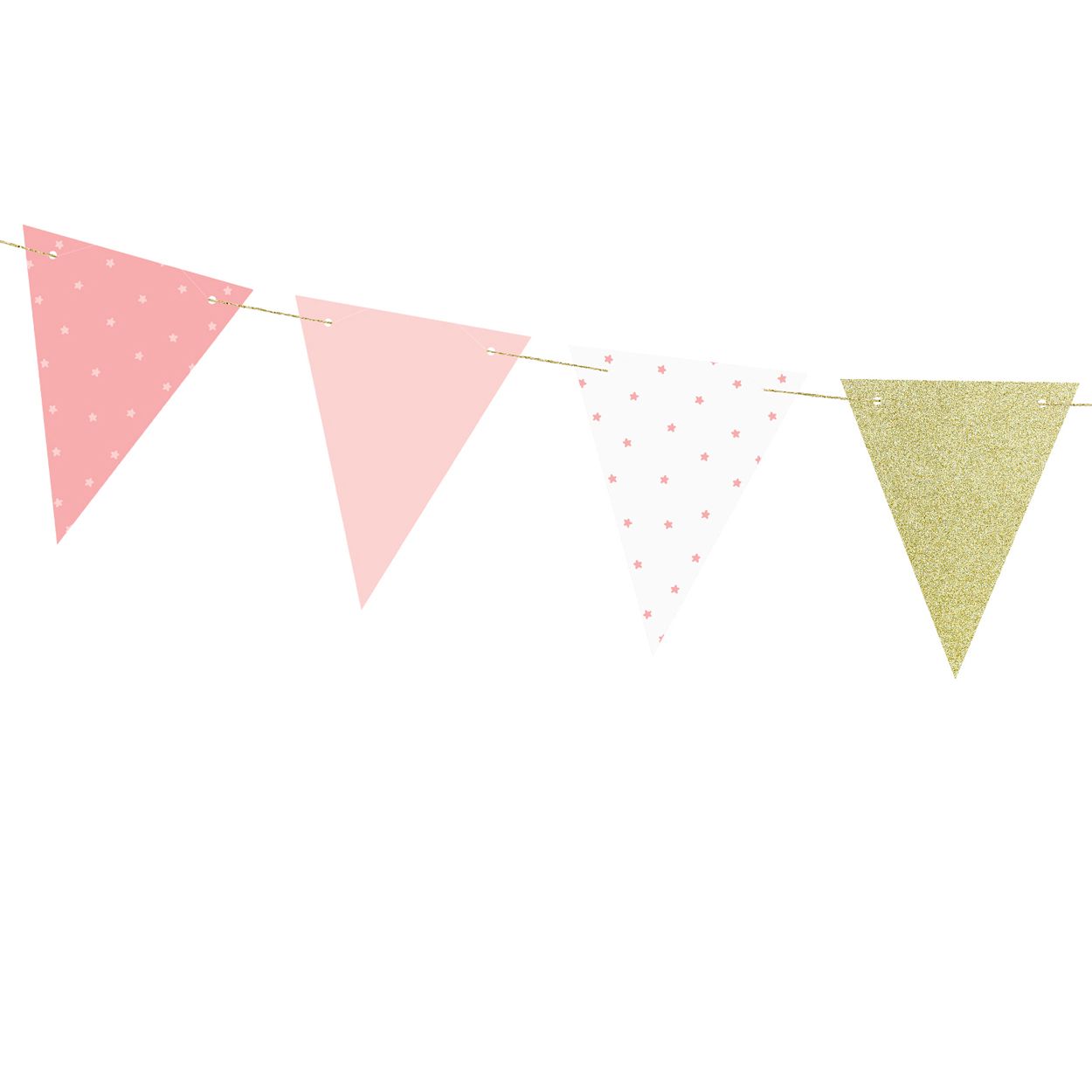 1st Birthday Garland Flags - Pink & Gold