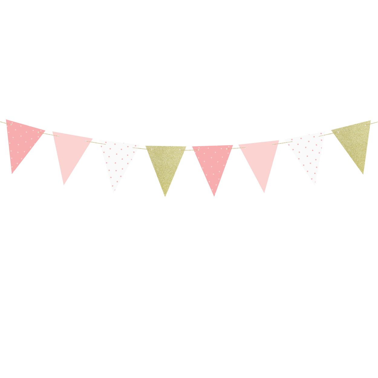 1st Birthday Garland Flags - Pink & Gold