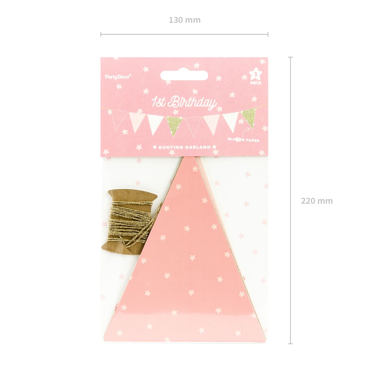 1st Birthday Garland Flags - Pink & Gold