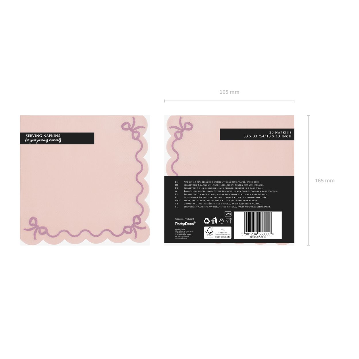 Ruffled Light Pink Napkins 12 Piece
