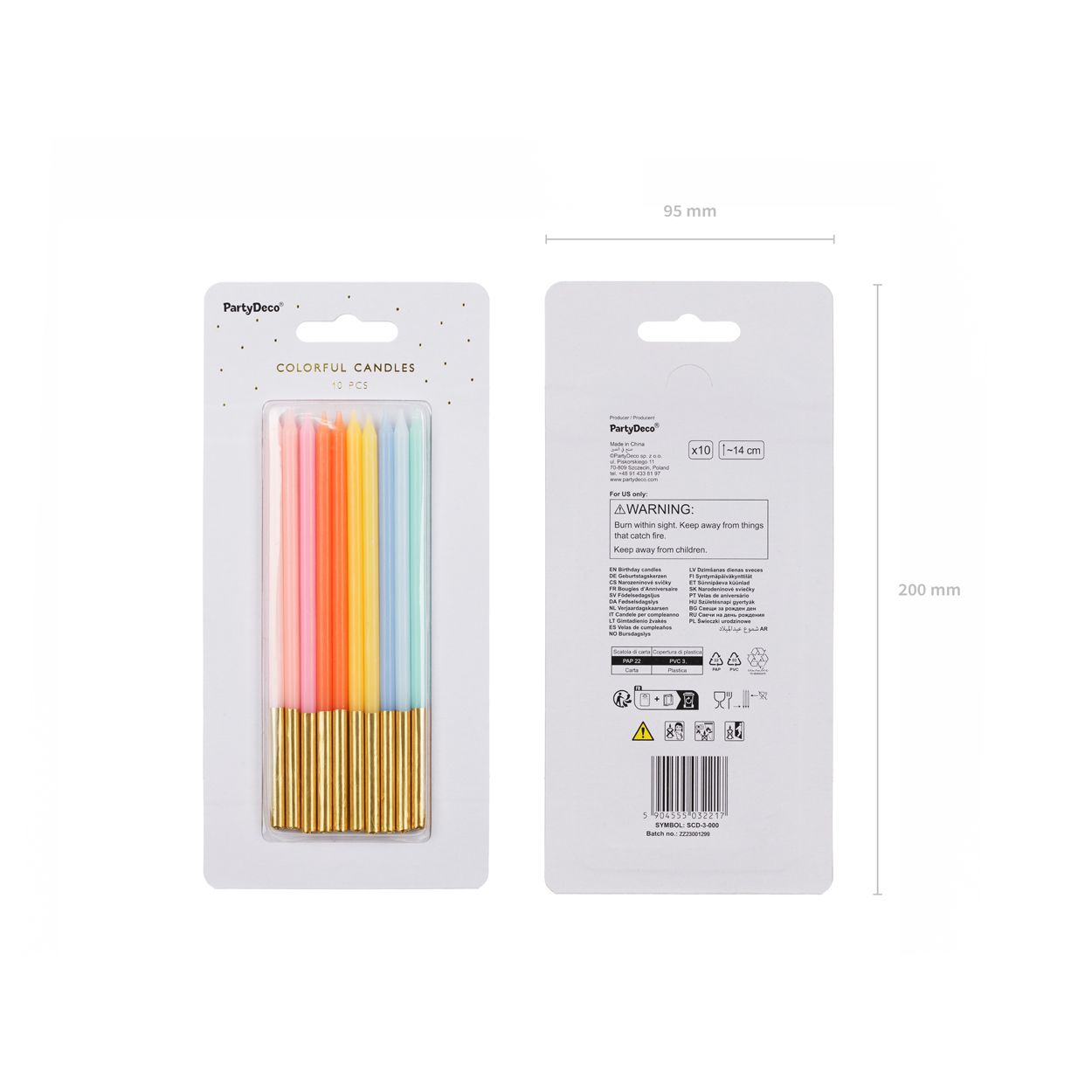 Mixed Birthday Candles 10 Piece