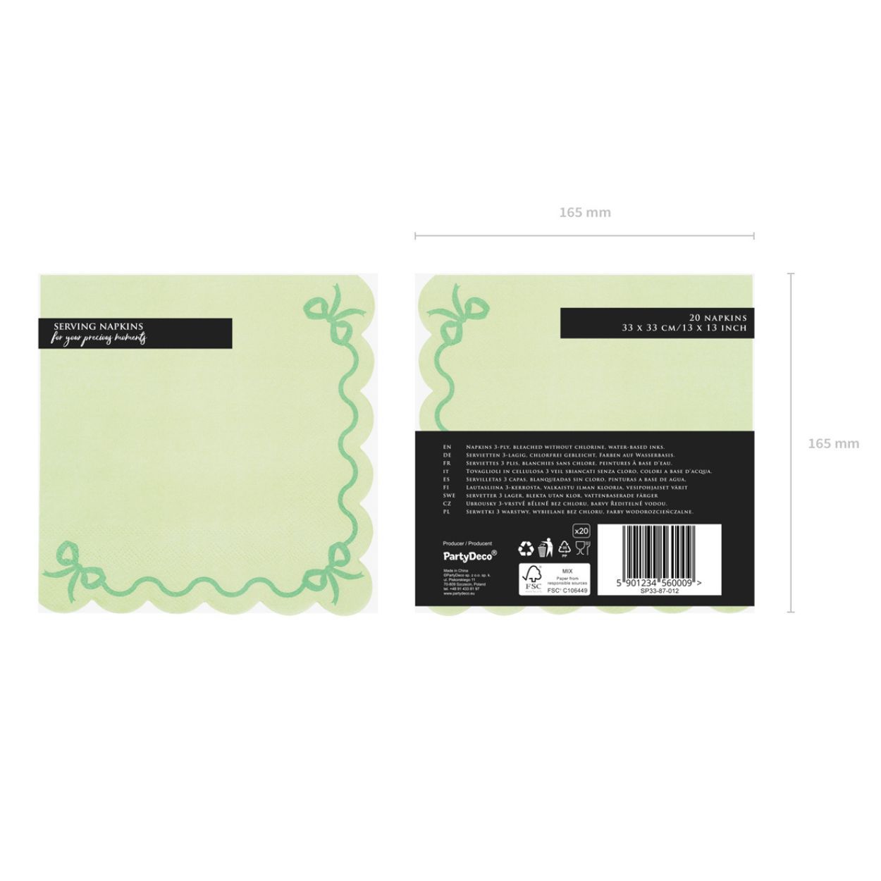 Ruffled Green Napkins 12 Piece