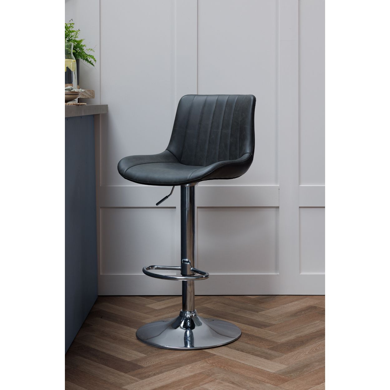 Westbury Grey Leather Barstool