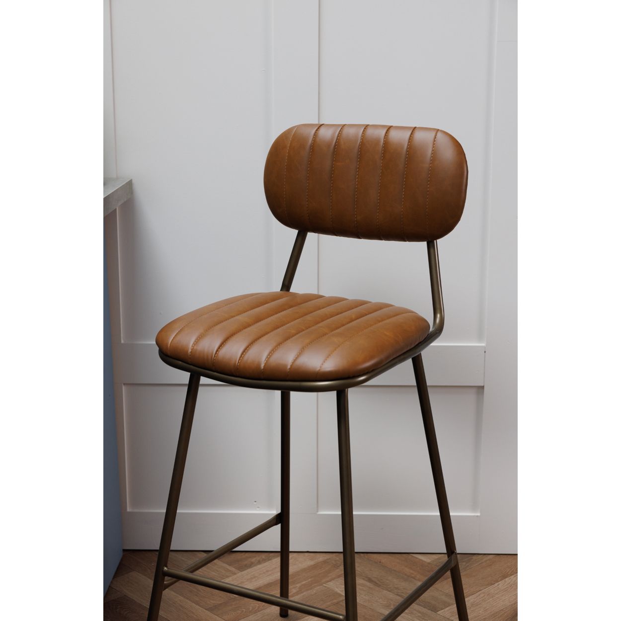 Bronx Brown Faux Leather Barstool