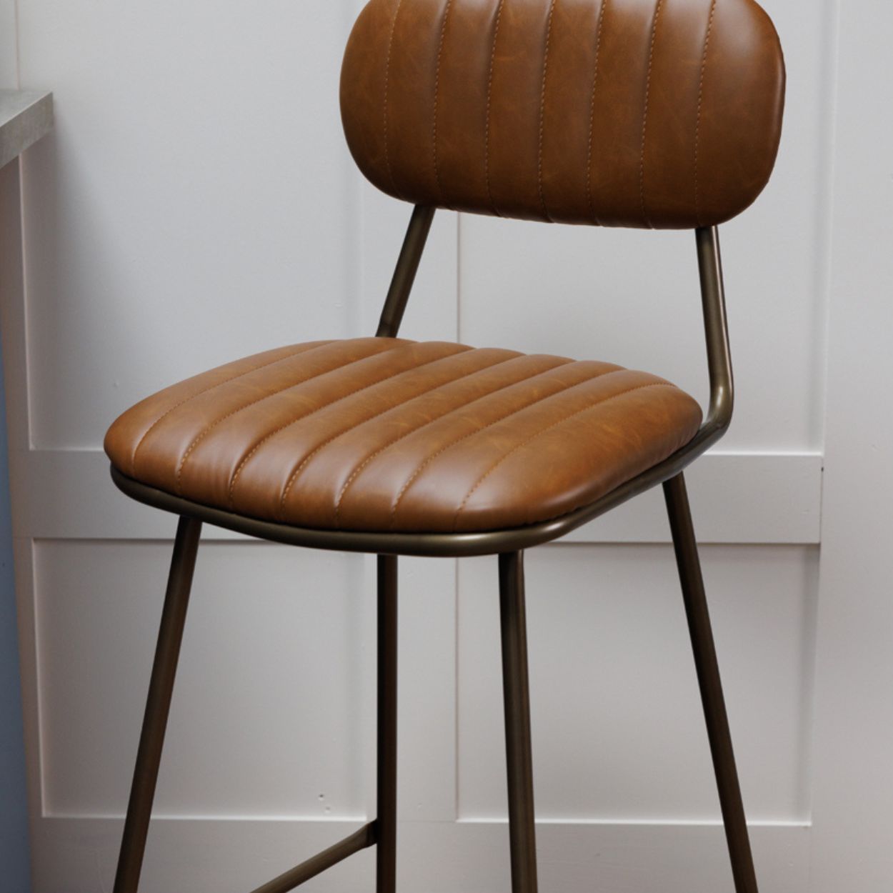 Bronx Brown Faux Leather Barstool