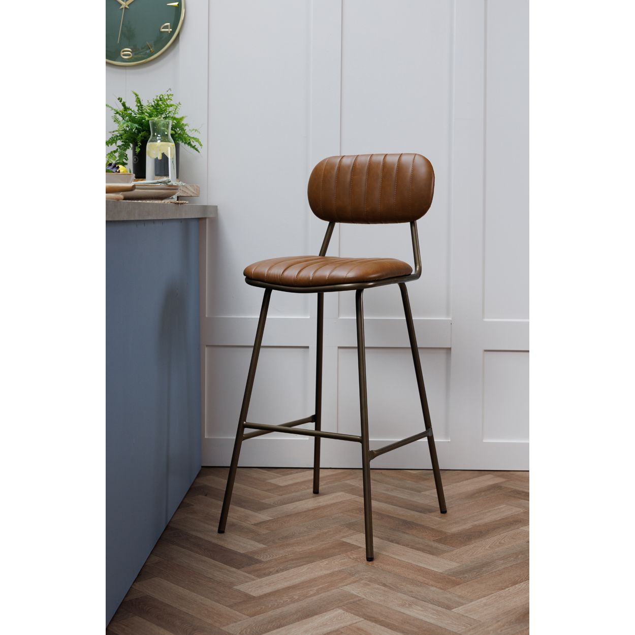 Bronx Brown Faux Leather Barstool