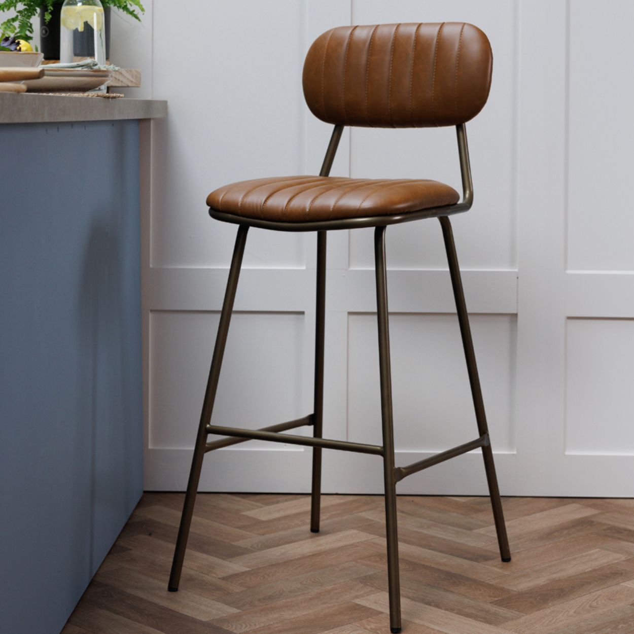 Bronx Brown Faux Leather Barstool