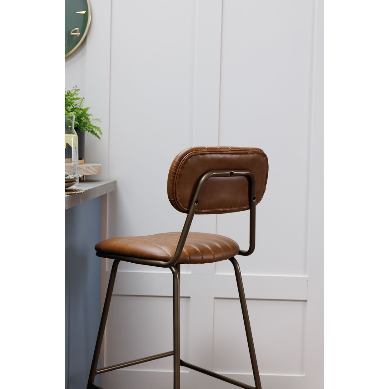 Bronx Brown Faux Leather Barstool