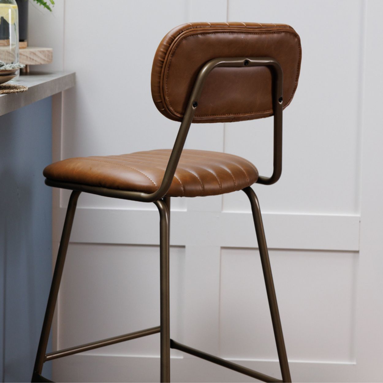 Bronx Brown Faux Leather Barstool