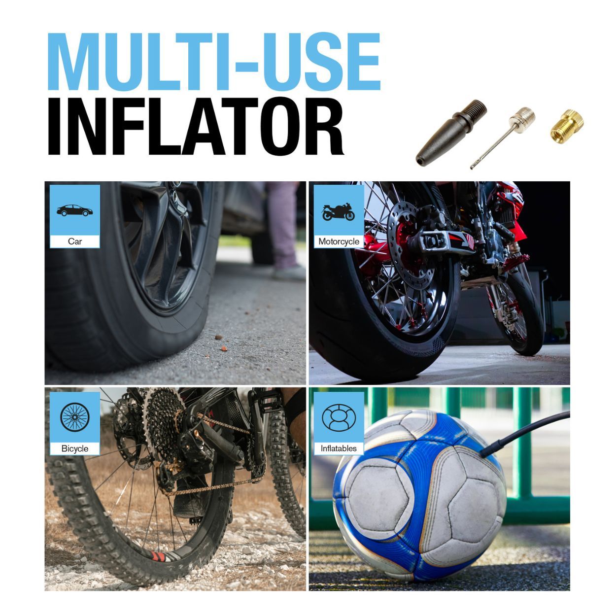 Analogue Tyre Inflator Includes Windup Power Cable