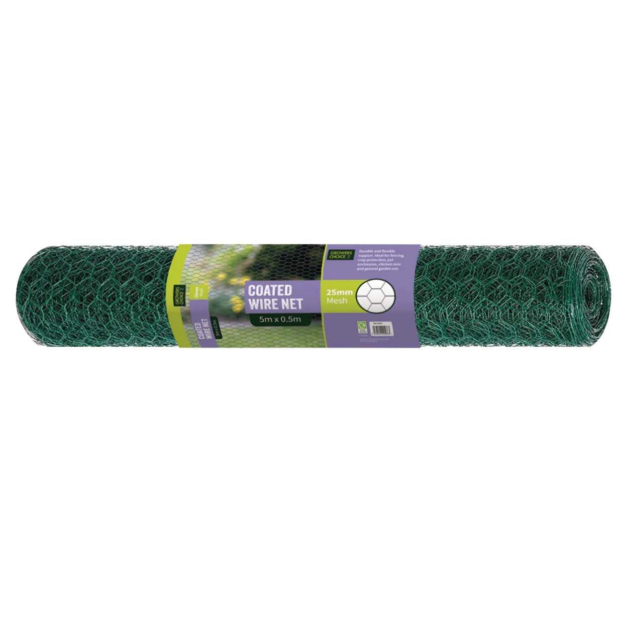 25mm Plastic Coated Wire Net 0.5m x 5m