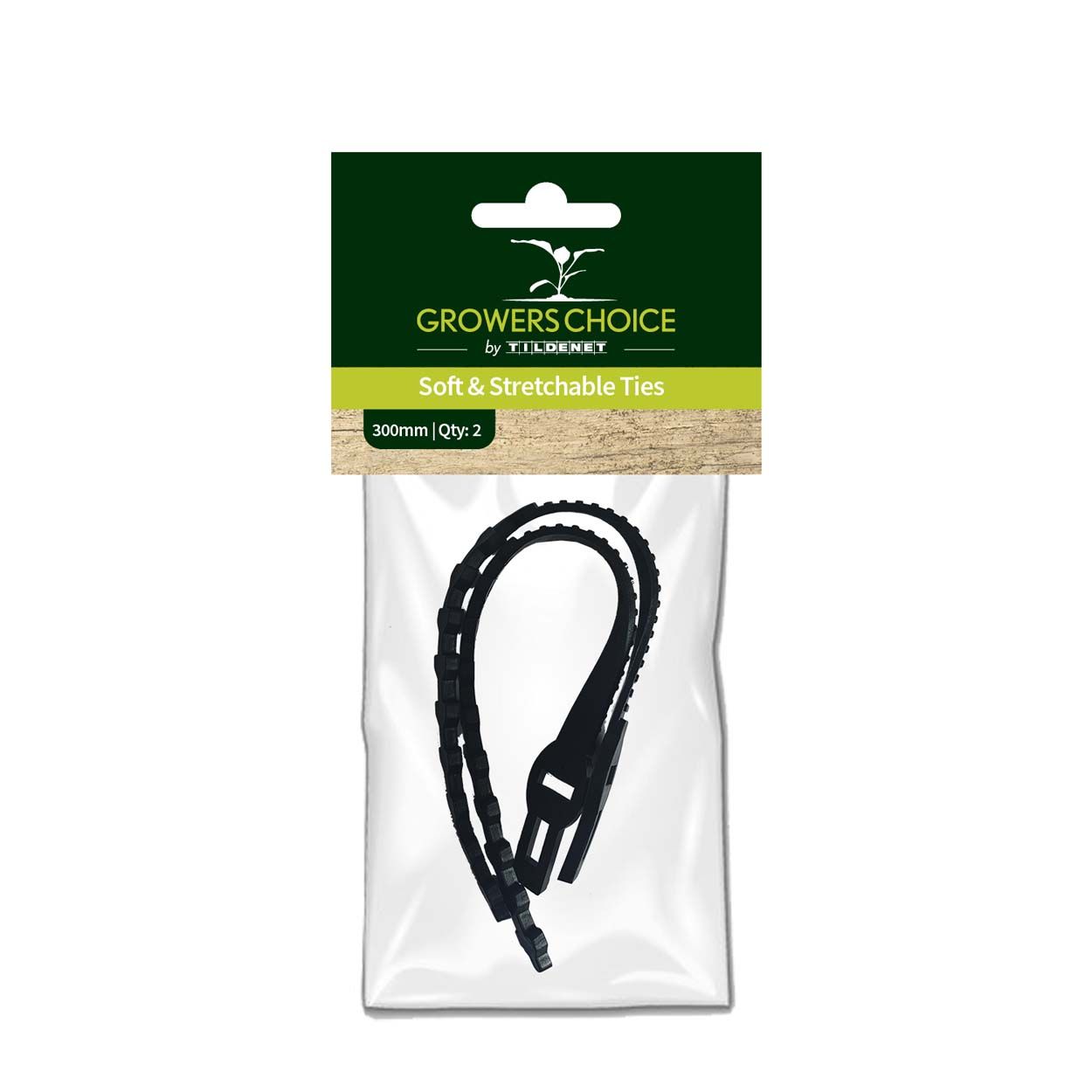 Soft and Stretchable Ties Black 30cm 2pk