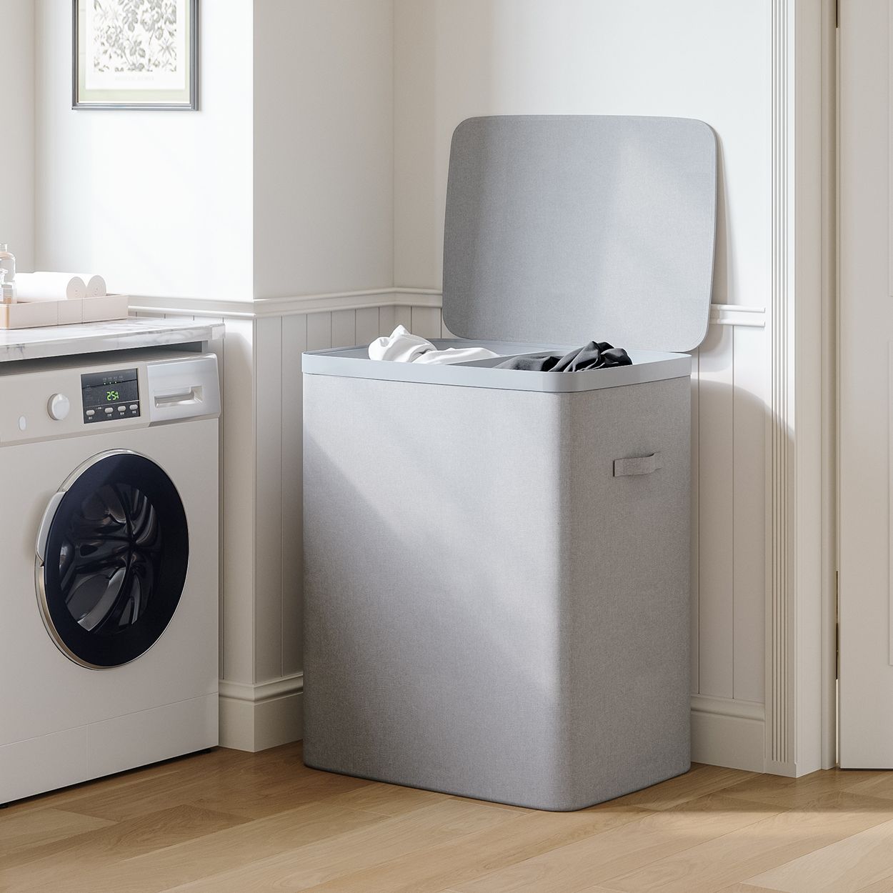 Dual Laundry Hamper Grey