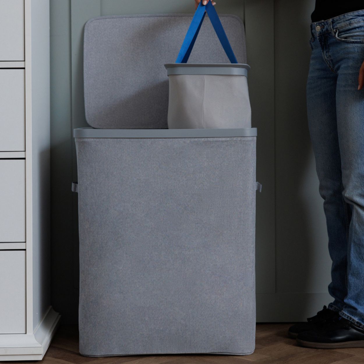 Dual Laundry Hamper Grey