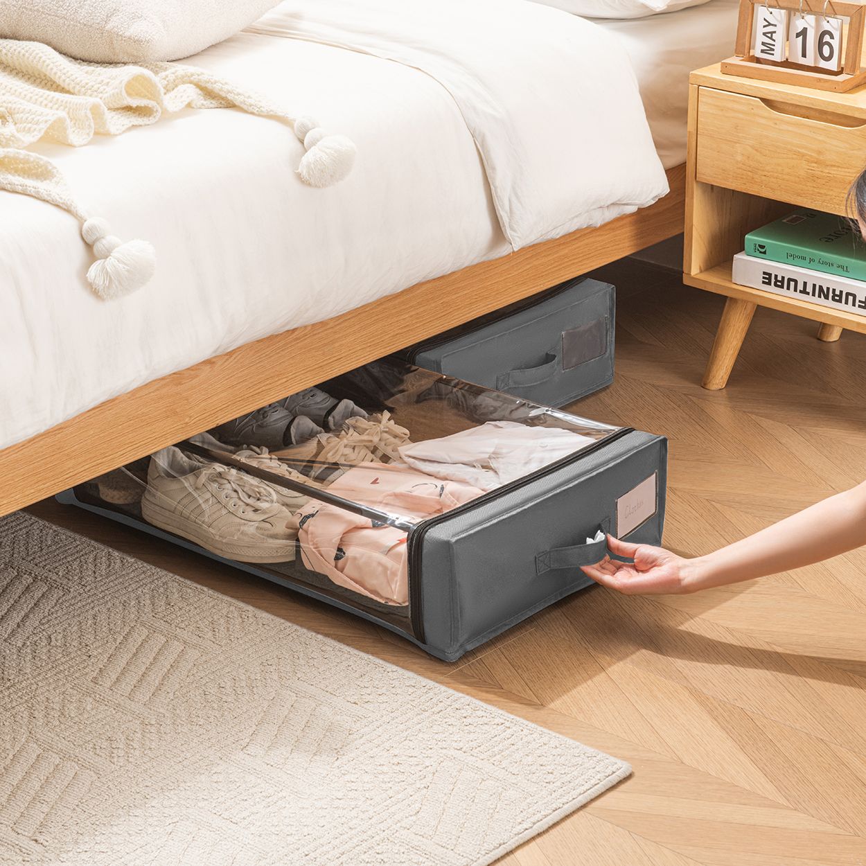 Under Bed Storage On Wheels Grey