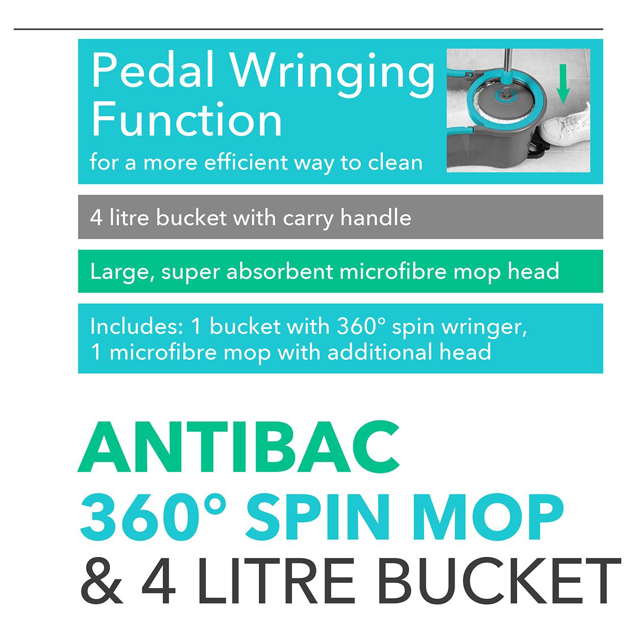Beldray Antibac Spin Mop With 2 Refills