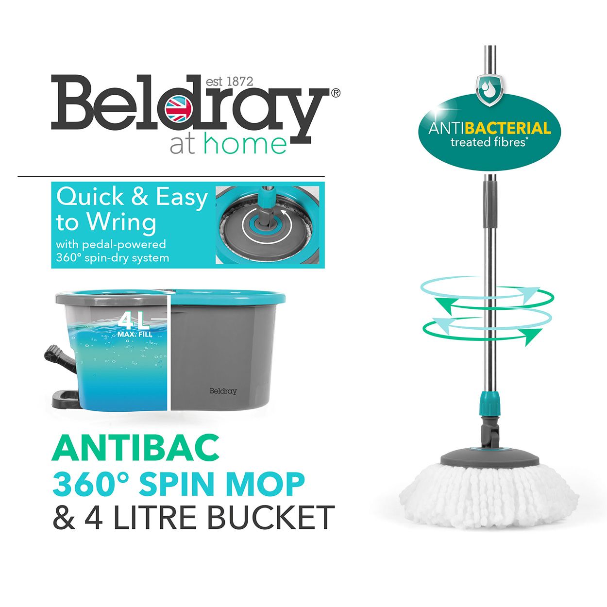 Beldray Antibac Spin Mop With 2 Refills