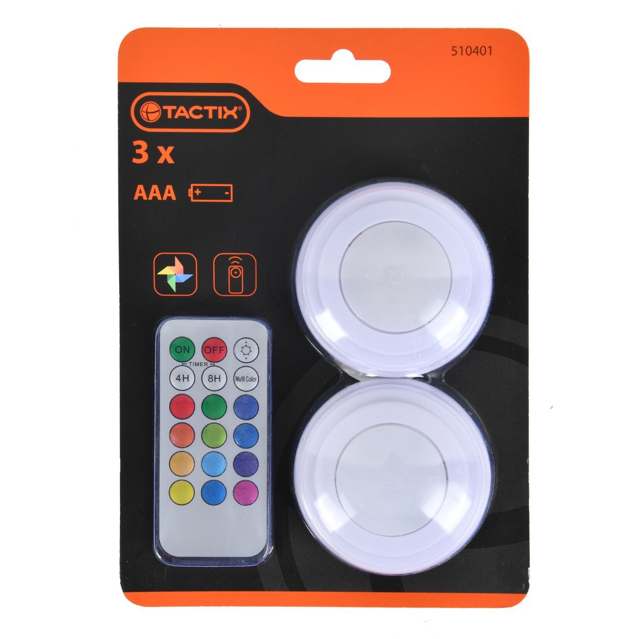Tactix Color Changing Push Lights 2Pk With Remote