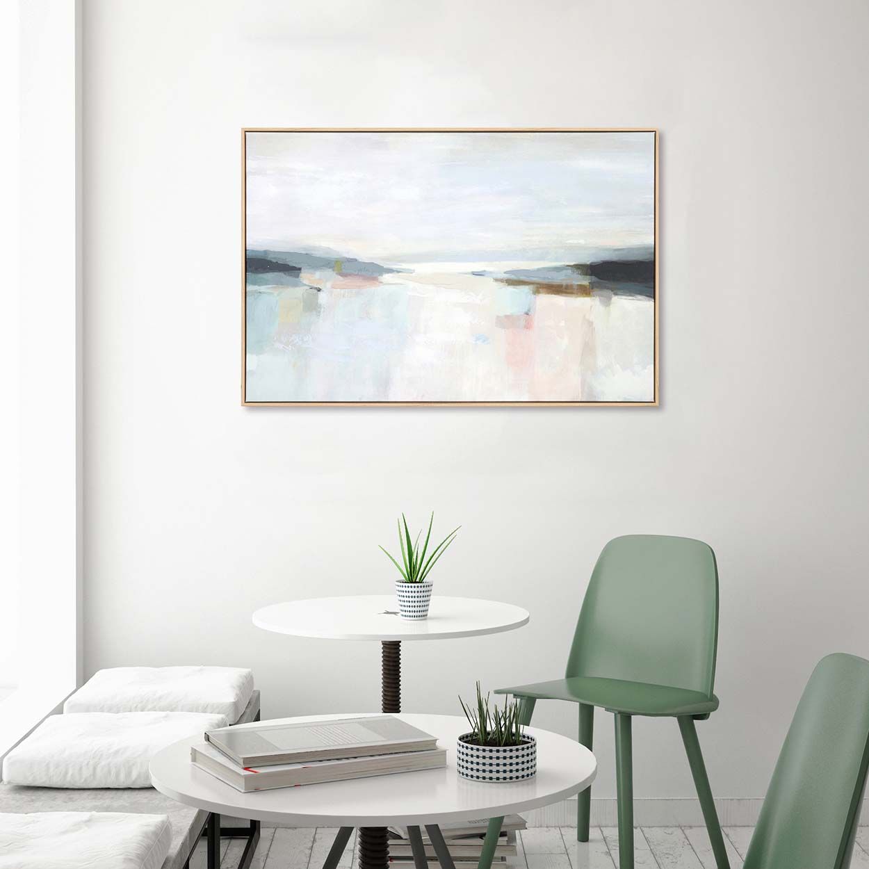 Abstract 90x60 Karft Paper Printing with Capped Frame and Hand Paint