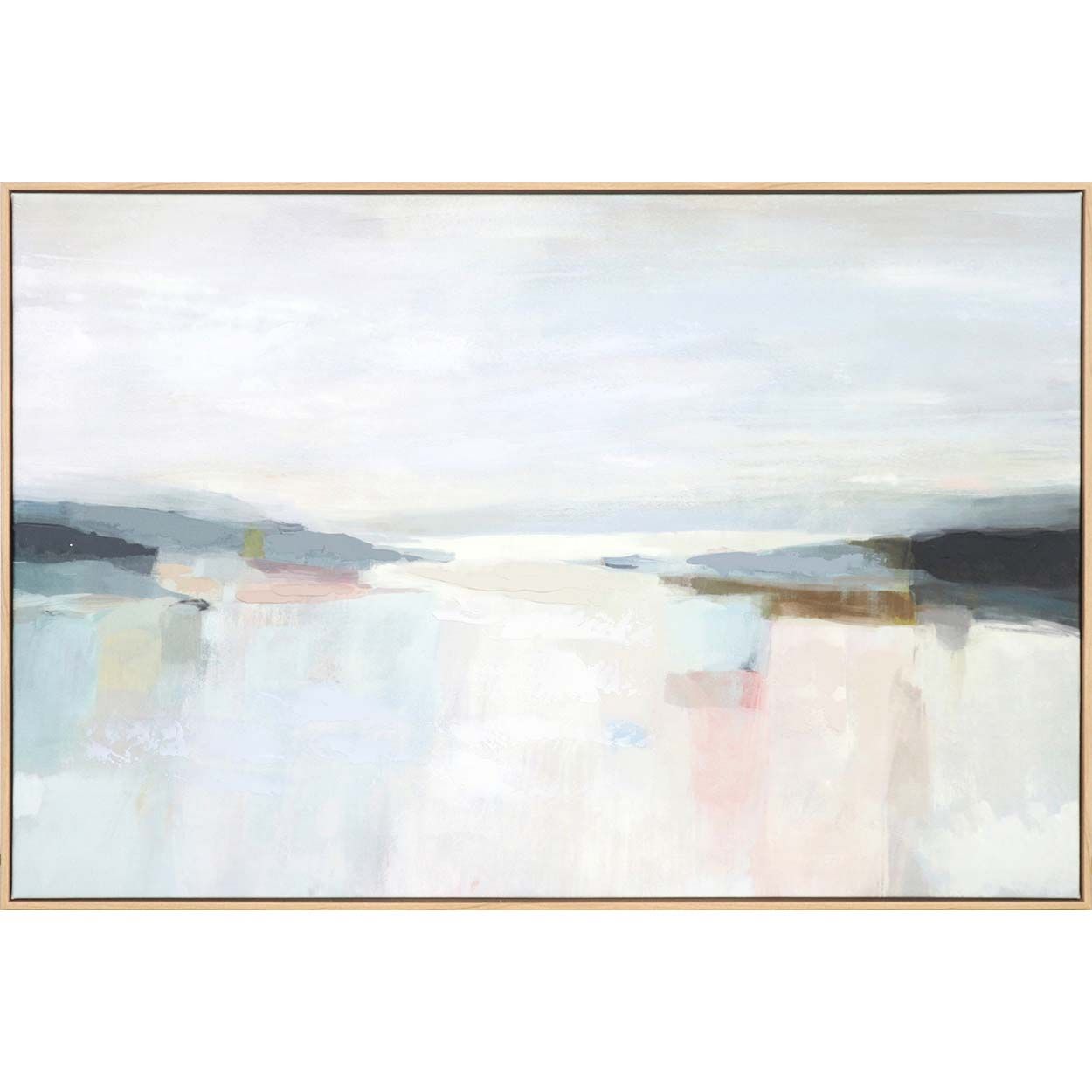 Abstract 90x60 Karft Paper Printing with Capped Frame and Hand Paint