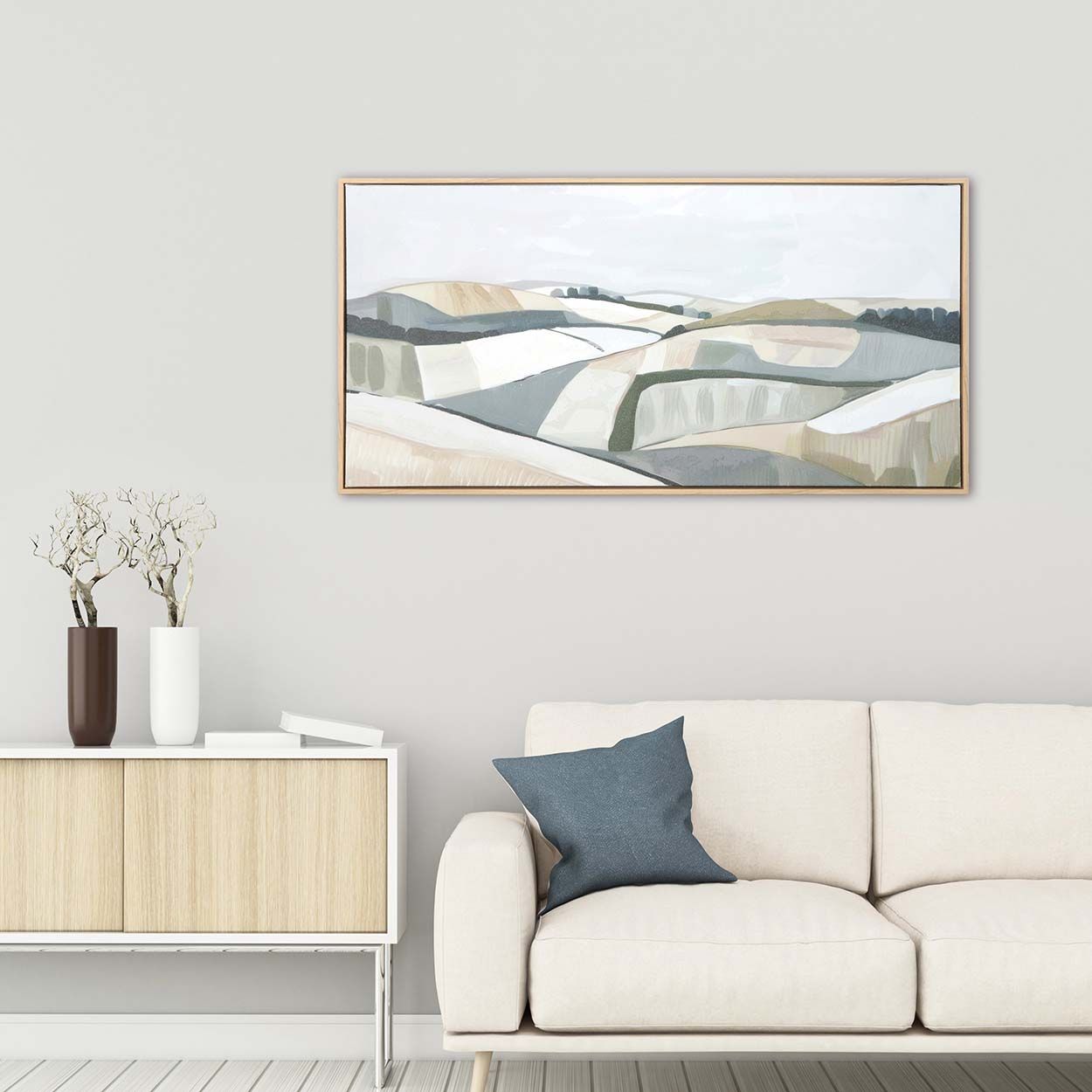 Abstract 80x40 Textured Canvas Printing with Capped Frame and Hand Paint