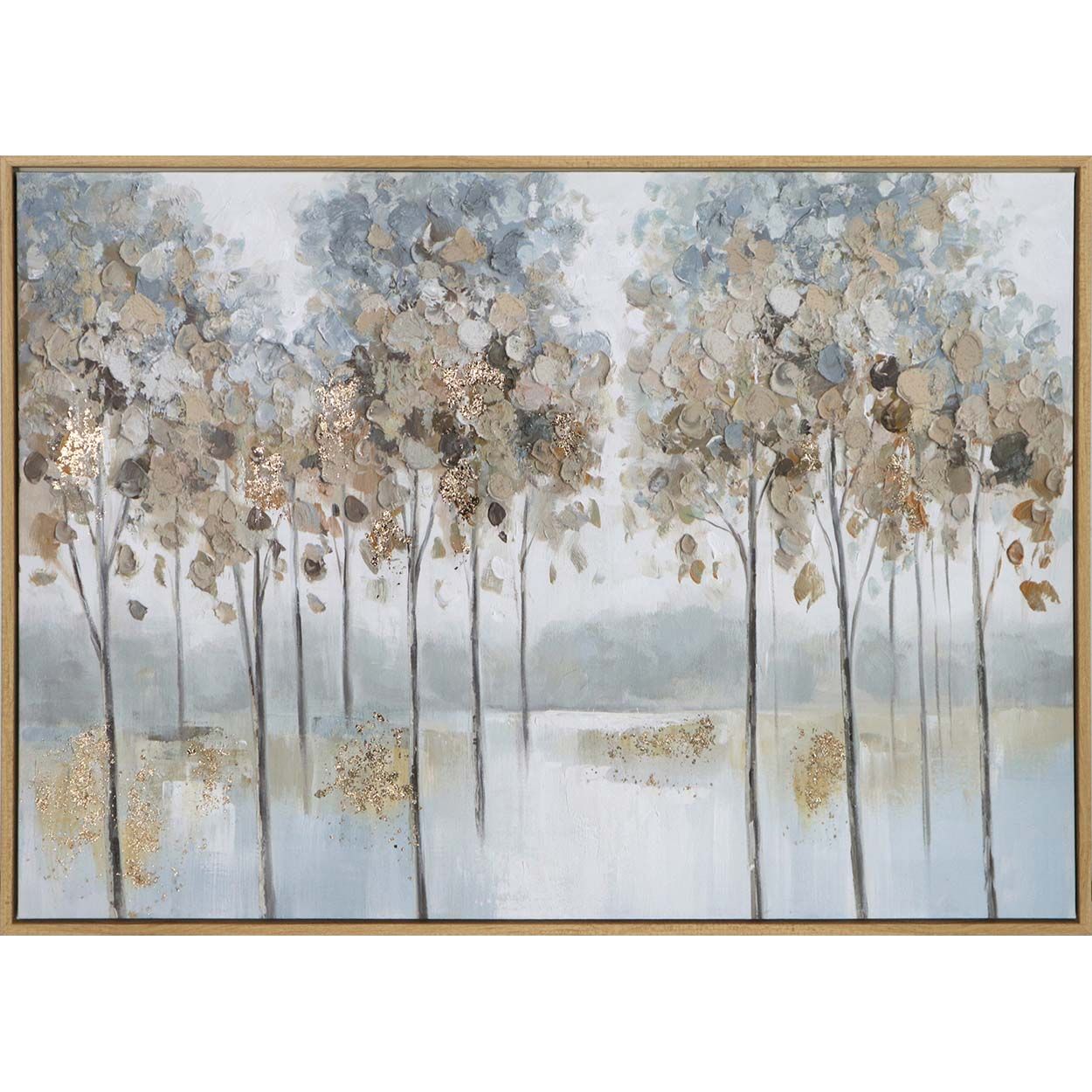 Trees 50x70 Printed Canvas with Capped Frame, Foil and Hand Paint