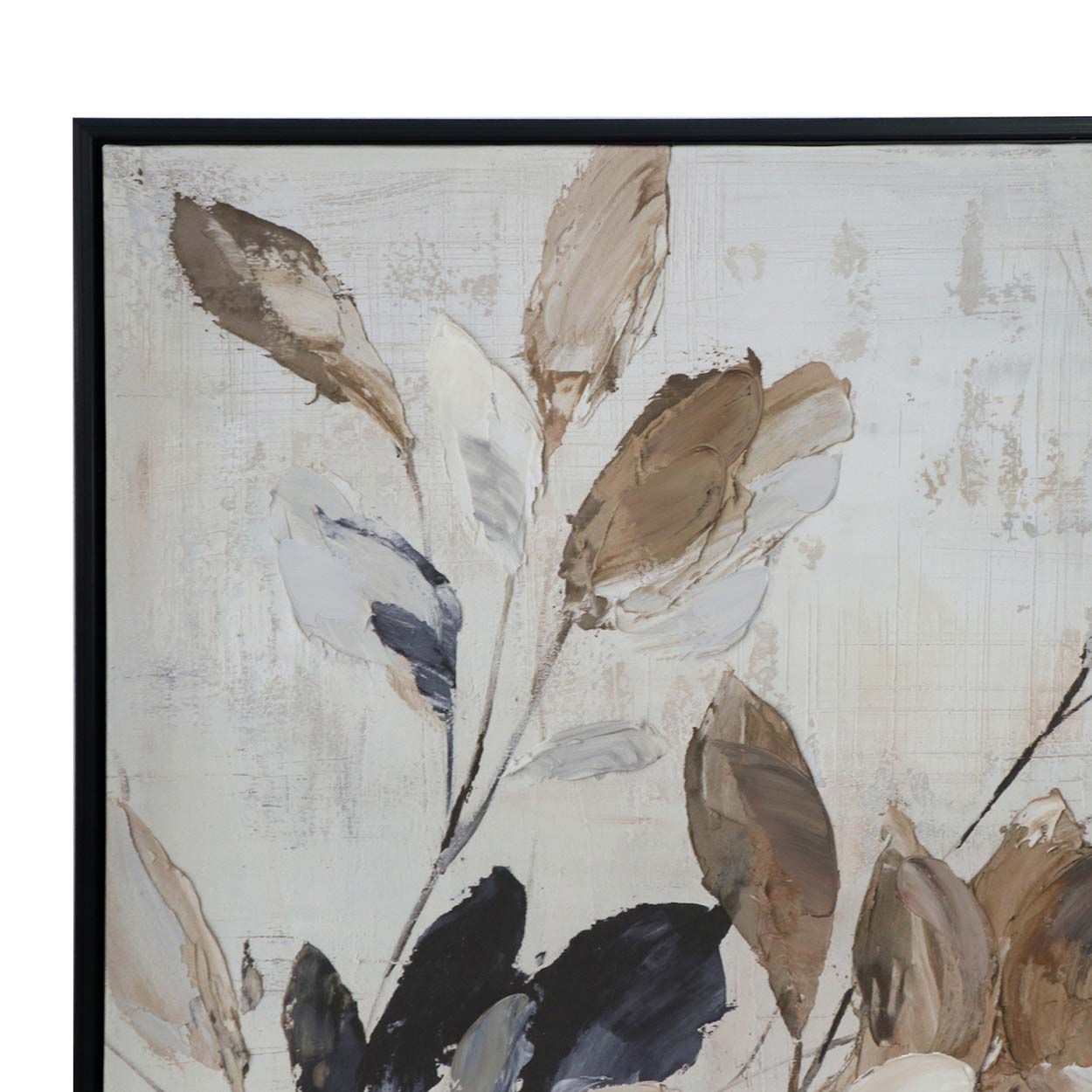 Leaves 60x60 Printed Canvas with Capped Frame and Hand Paint