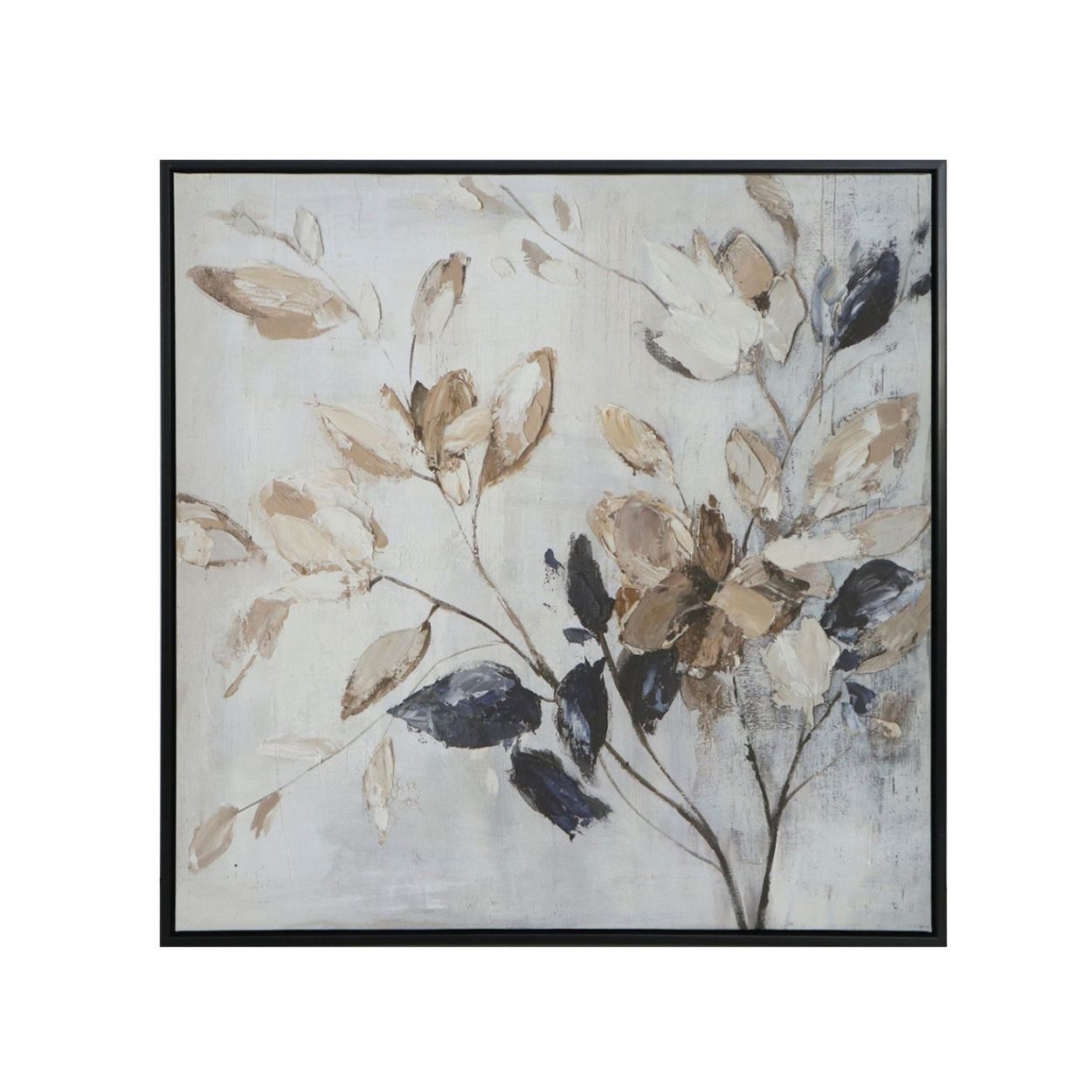 Leaves 60x60 Printed Canvas with Capped Frame and Hand Paint