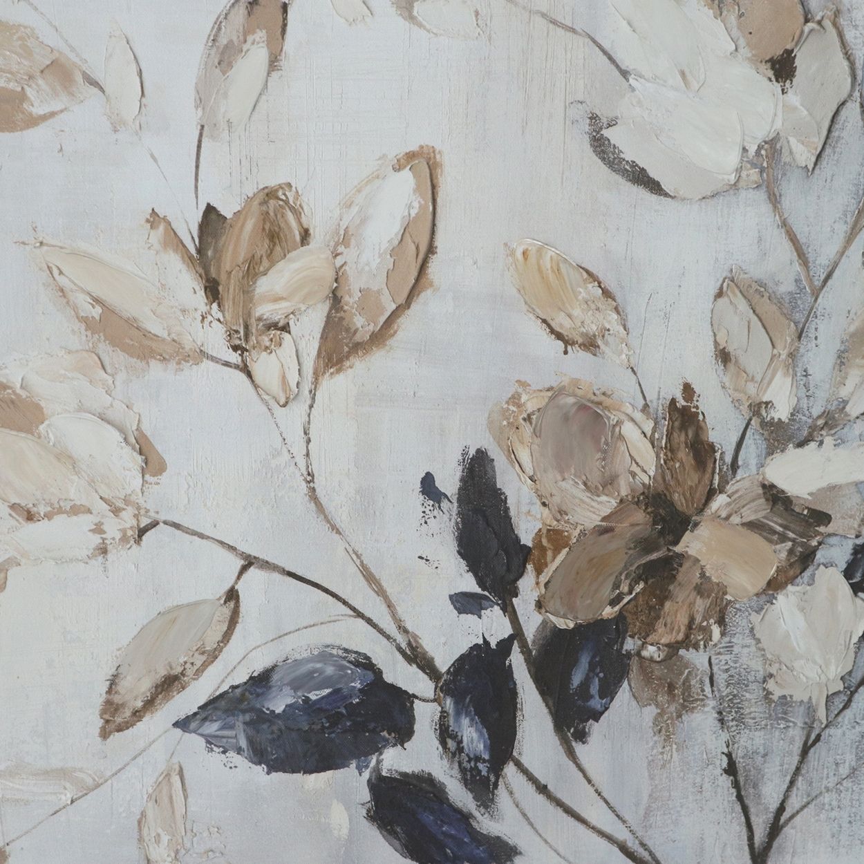 Leaves 60x60 Printed Canvas with Capped Frame and Hand Paint