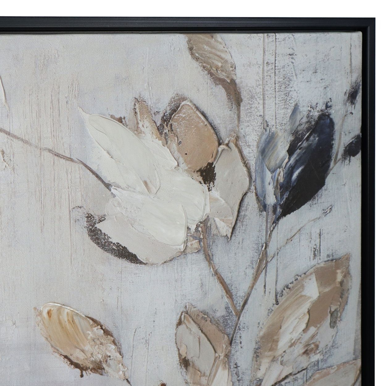 Leaves 60x60 Printed Canvas with Capped Frame and Hand Paint