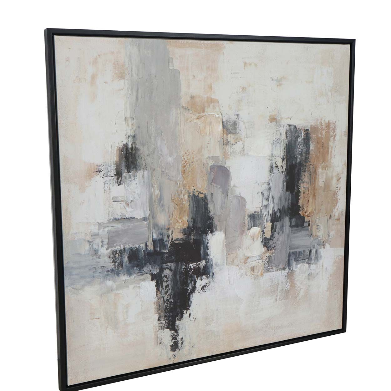 Abstract 60x60 Printed Canvas with Capped Frame and Hand Paint