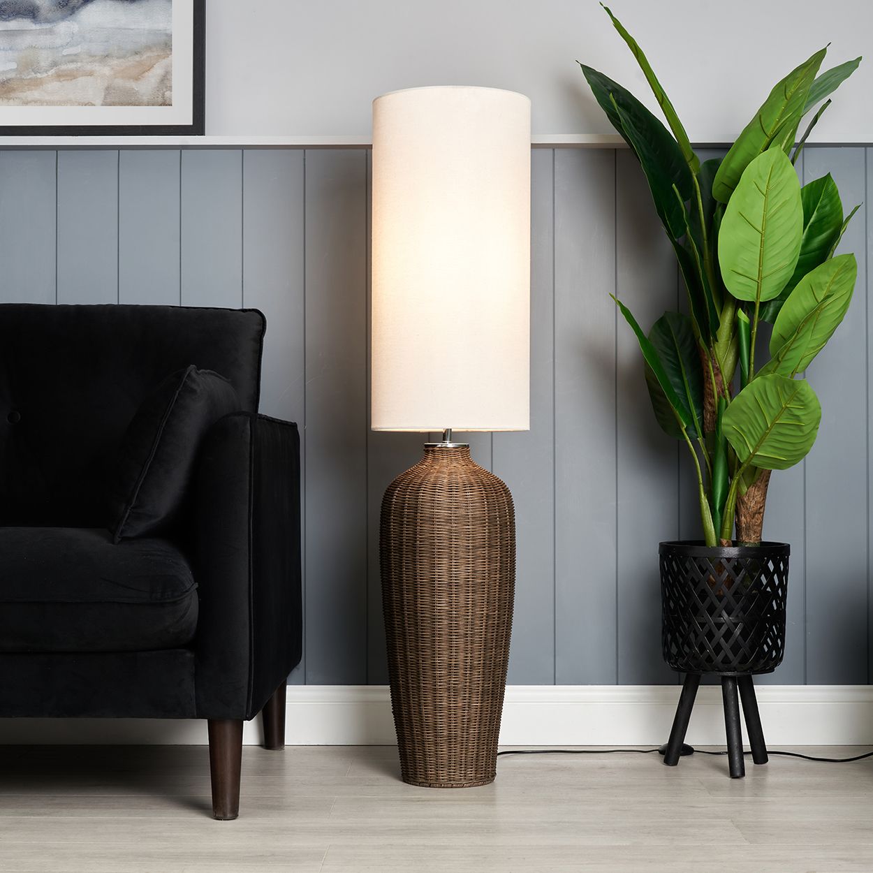 Elford Rattan Floor Lamp
