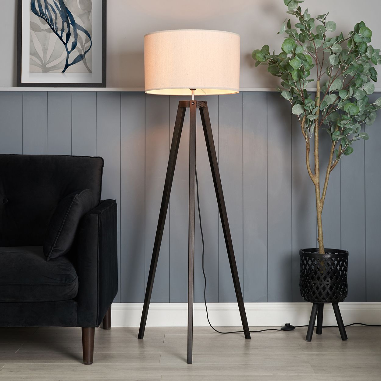 Blyth Wooden Tripod Floor Lamp