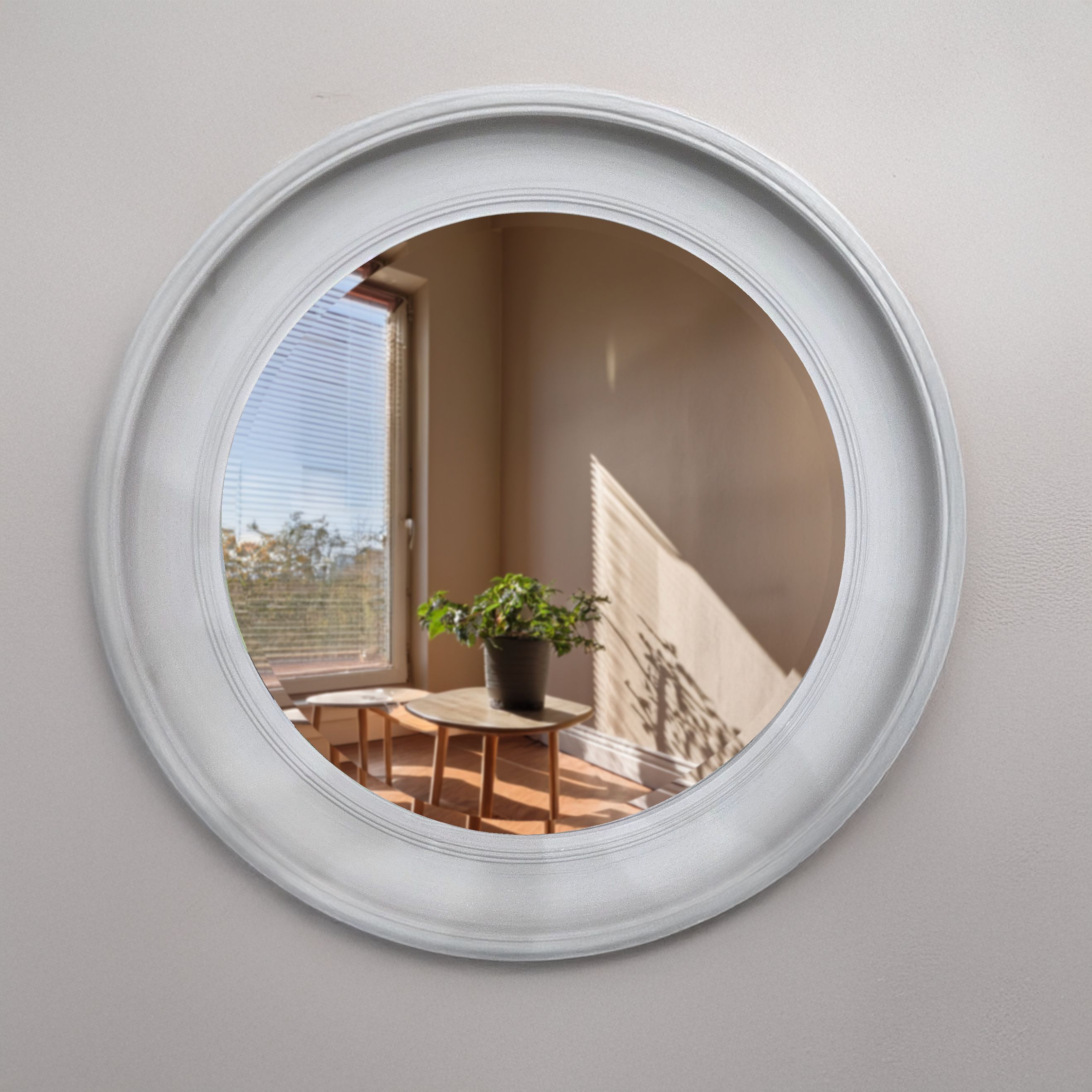 Deep Round Mirror Oyster 90Cm