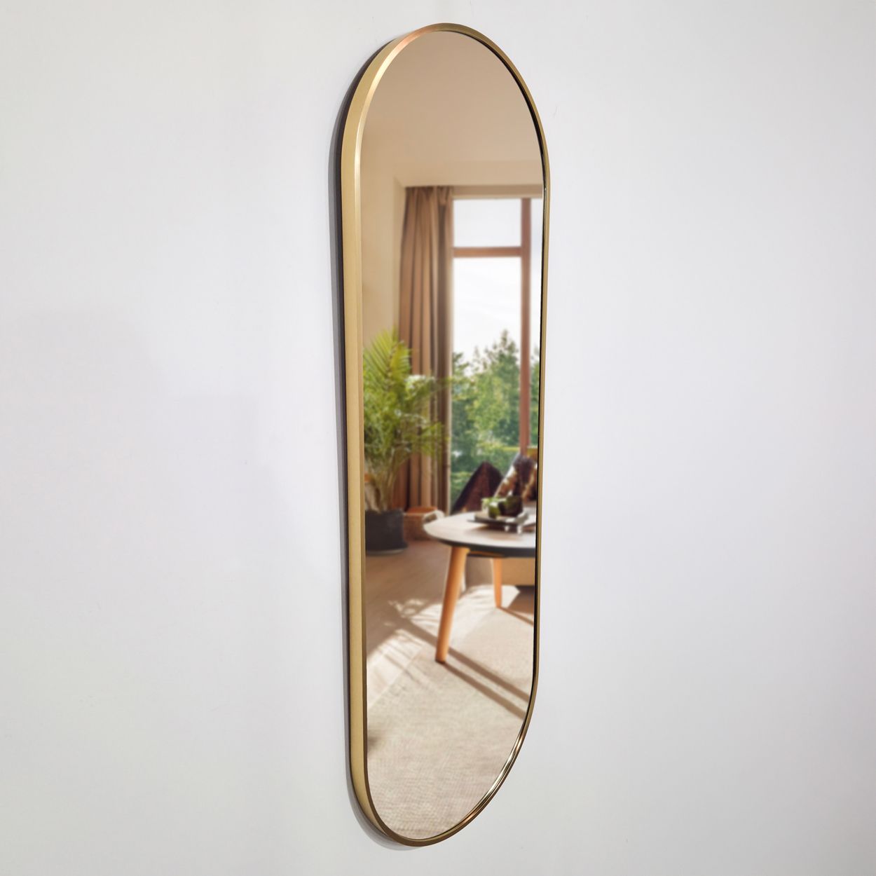 Oval Wall Mirror Gold 40 X 120Cm