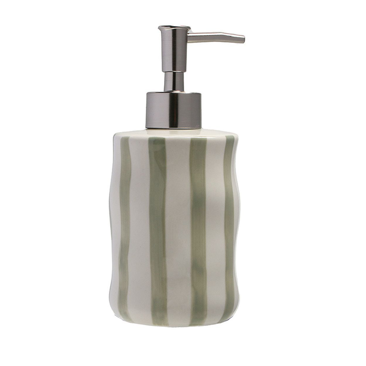 Green Stripe Ceramic Soap Dispenser
