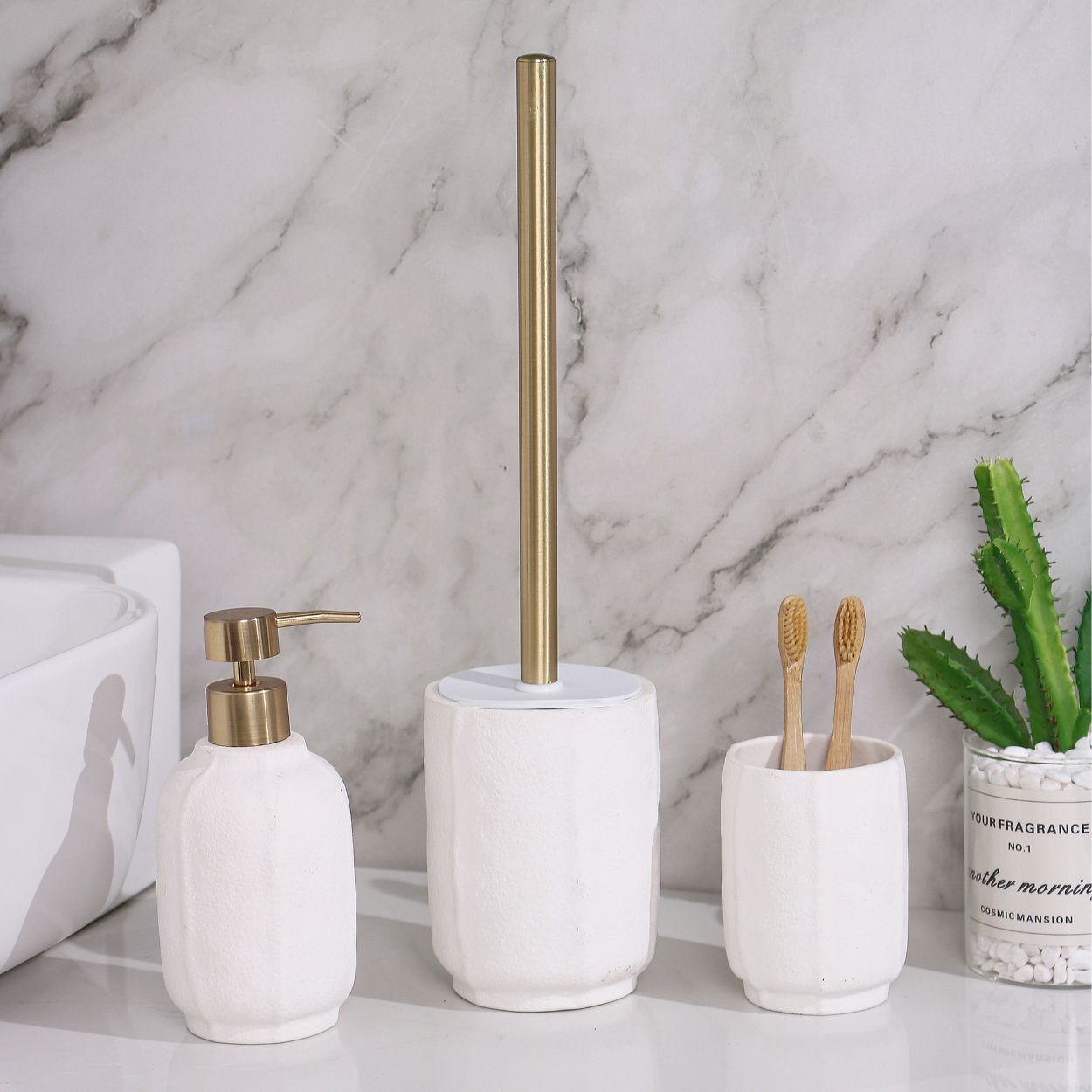 Textured Ceramic Soap Dispenser White