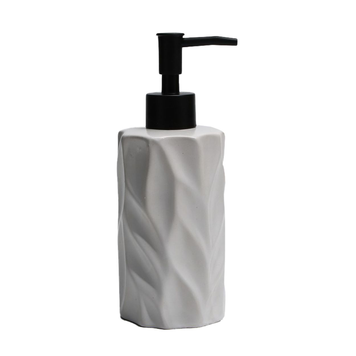 Shaped Ceramic Soap Dispenser White.