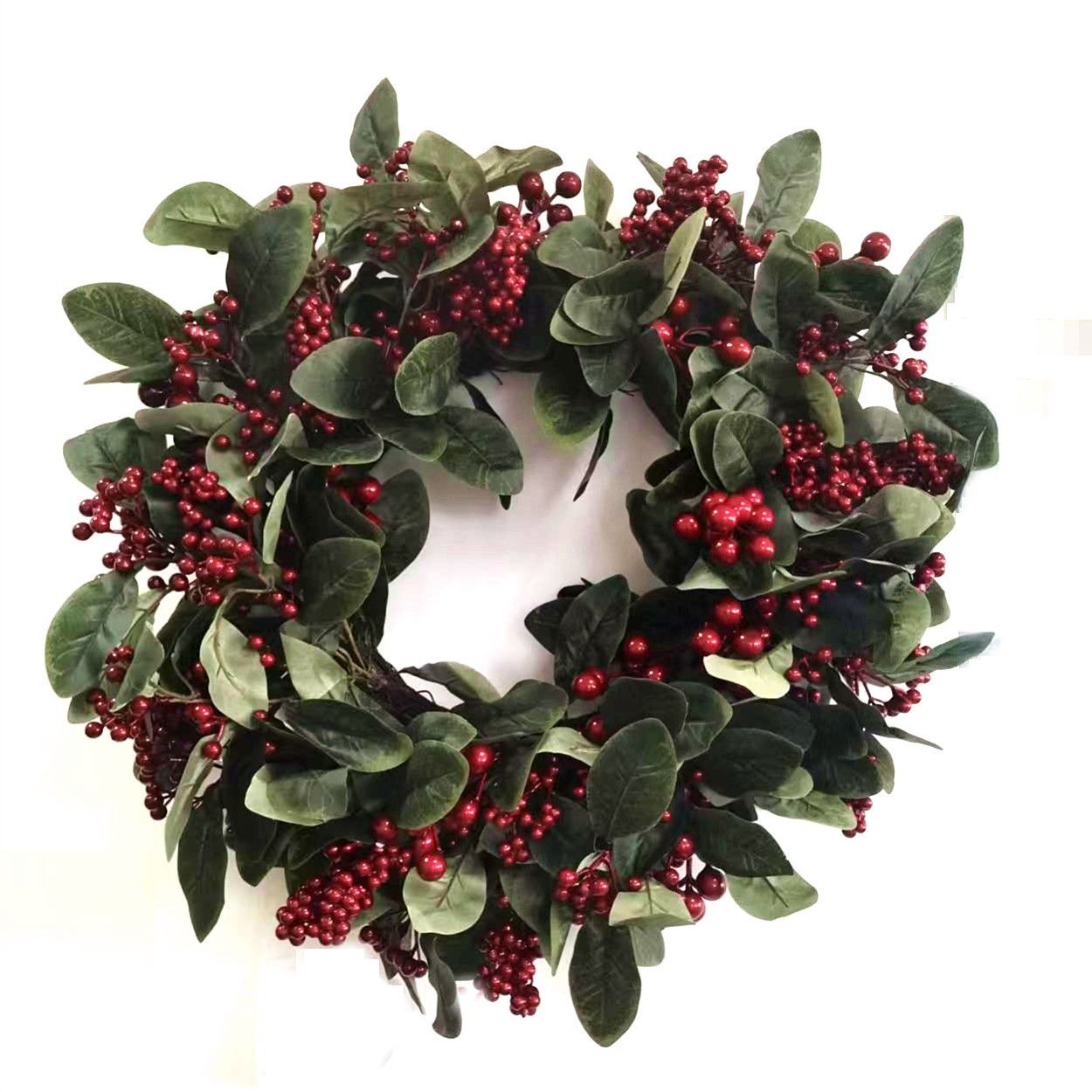 Red Berry & Leaves Wreath 60cm