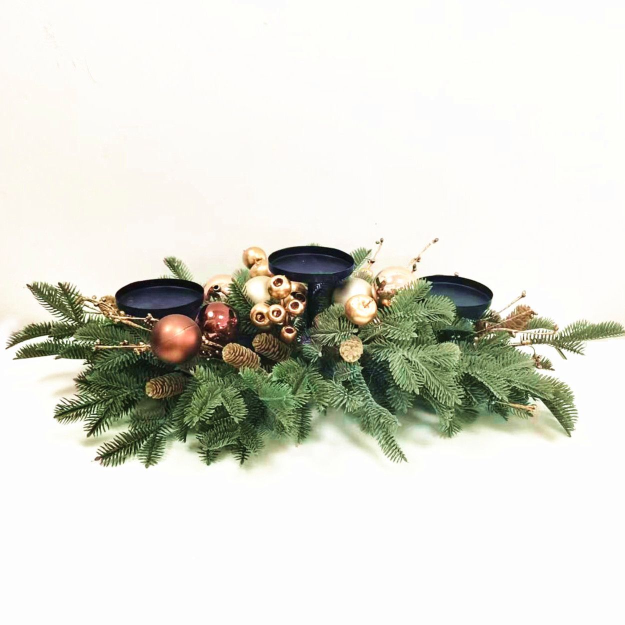 71cm Candle holder With Gold Berry & Bauble